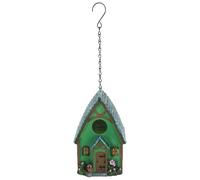 NUOBESTY Resin Hanging Bird House with Tiled Roof Decorative Bird Nesting Box for Garden Patio Backyard Supply
