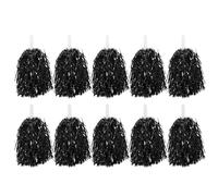 NUOBESTY Reusable Cheerleading Pom Poms Black Pet and Abs Material with Handle Design 10pcs for Cheering Squad for Dance Performance and Holiday Celebration