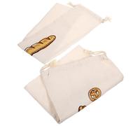 NUOBESTY Reusable Linen Bread Bags Drawstring Set 2pcs Eco-friendly Food Storage Pouch for French Baguette and Loaf Bread Kitchen Storage