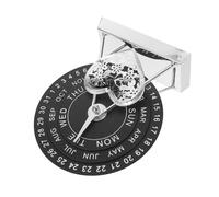 NUOBESTY Rotatable Wooden Dial Perpetual Calendar with Metal Base Manual Wheeling Date Month Weekday Display Sustainable Desk Ornament Office and Home