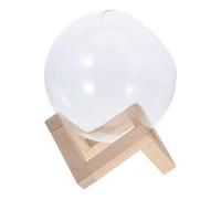 NUOBESTY Round Glass Terrarium Planter with Wooden Stand for Succulent and Air Plants Tilted Opening Design for Easy Care Elegant Indoor Decorative Dome for Garden Patio Display