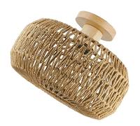 NUOBESTY Rustic Modern Style Flush Ceiling Light Fixture with Paper Rope Weaving and Metal Frame, Wide Compatibility for Balcony and Office, Lighting and Decorative Purposes