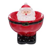 NUOBESTY Santa Claus Ceramic Candy Dish with Lid Small Xmas Bowl for Snacks Fruit Cookies Festive Holiday Decorative Serving Tray for Appetizers and Dessert