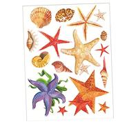 NUOBESTY Sea Shell Wall Sticker and Sea Star Wall Decal Self-Adhesive Decorative Sticker for Children's Room and Bathroom Decoration