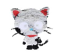 NUOBESTY Shining Cat Patch Double-Sided Black Sequin Embroidery Clothing Patch DIY Accessory for Bags and Clothes Craft