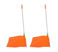 NUOBESTY Shovel and Stainless Steel Frame with Windproof Structure 2pcs Portable Foldable Orange Metal Dust Pan for Outdoor Cleaning and Park Maintenance , for Sanitation Workers