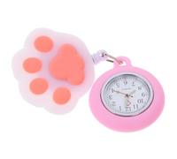 NUOBESTY Silicone Cover Nurse Quartz Watch Pink Cat Paw for Scrubs | Easy to Read Dial, Secure Pin Hold, Nursing School Training, Hospitals, Lab Coats