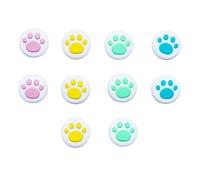 NUOBESTY Silicone Thumb Grips Caps Flexible Joystick Grip Button Caps 10pcs Cat Paw Pattern Protective Covers for Game Controllers Random Color