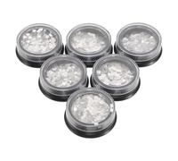 NUOBESTY Silver Glitter Nail Flakes Solid Adherence and Resists Dullness 6pcs with Mirror Shine Finish for Nail Art and Crafts Manicure Decorations for Girls and Professionals