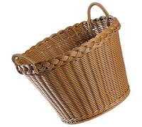 NUOBESTY Simulated Rattan Woven Laundry Hamper Basket with Handles, Light Brown Dirty Clothes Storage Basket for Bedroom and Bathroom Organization