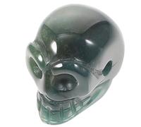 NUOBESTY Skull Shaped Stone Pendant for Gothic Jewellery Making Halloween | Hand Carved Green Stone, Fine Workmanship, Phone Hanging Ornament, Car Rearview Mirror Charm Random Color