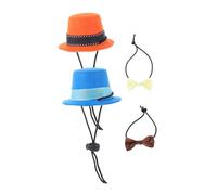 NUOBESTY Small Pet Hat and Bow Tie for Rabbits Hamsters Guinea Pigs Lightweight Breathable Polyester Pet Ornaments Adorable Festival Costume Accessories Blue Yellow Orange Brown