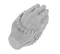 NUOBESTY Small Sandstone Hand Statue with Buddha Beads Meditation Sculpture Figurine for Home Office Desktop Decor Rustic Zen Buddhist Temple Ornament