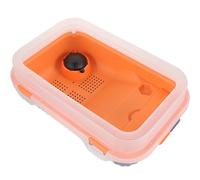 NUOBESTY Small Turtle Tank Aquarium with Basking Platform and Ramp Dual-Use Turtle Habitat Box with Drainage Orange and Blue Reptile Terrarium for Tortoises