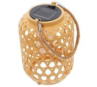 NUOBESTY Solar Decorative Lights Weaving Garden Lamp Lantern Powered Lawn Wicker Rattan Hanging Flickering Outdoor Large Patio Outside Khaki