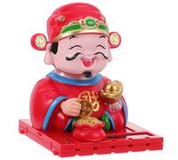 NUOBESTY Solar-powered of Wealth Figurine Craft Decor with Automatic Nodding and Hand Waving for Car Dashboard Indoor Tabletop Decoration