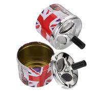 NUOBESTY spinning ashtray ash bucket 2pcs Metal Rotating Lid Automatically Extinguishes Cigarettes Prevents Ash Spread Indoor Office Use