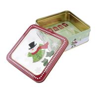 NUOBESTY Square Tinplate Candy Box with Film for Christmas Baking and Wrapping, Portable and Stylish Gift Packaging Box Featuring Fine Workmanship and Red Christmas Elements