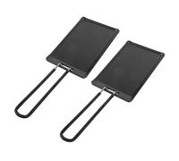 NUOBESTY Stainless Steel BBQ Grill Pan with Detachable Handle Portable Flat Bottom Griddle Tray for Outdoor Cooking Even Heat Distribution for Fish Steaks Vegetables Pizza Roasting Plate