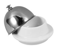 NUOBESTY Stainless Steel Butter Dish Ceramic Relish Plate and Sauce Dish Set for Condiments and Butter Cake Serving, Kitchen Tableware for Dining and Food Presentation