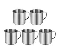 NUOBESTY Stainless Steel Double Walled Mugs Coffee Cups 5Pcs Stainless Steel Metal Handle Metal Shot Glasses Tea Mug Cup Coffee Cup with Double Walled Mugs Insulated Cup