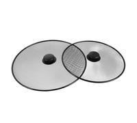 NUOBESTY Stainless Steel Frying Pan Splatter Guard Set 29cm 25cm Oil Splash Screen Covers with Knob, Fine Mesh Cooking Protectors for Stove and Induction Use in Kitchen