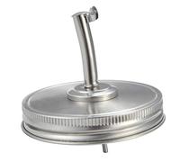 NUOBESTY Stainless Steel Oil Jar Lid with Pour Spout for Mason Jars Silicone Seal Can Lid Reusable for Vinegar Soy Sauce Cooking Wine Syrup and Liquids