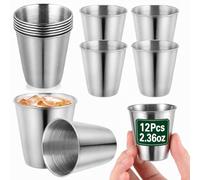 NUOBESTY Stainless Steel Shot Glasses 70Ml 12-Pack Portable Spirits Cups Stackable Metal Wine Glasses for Whisky Vodka Sauce Home Bar and Outdoor Travel