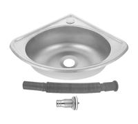 NUOBESTY Stainless Steel Single Bowl Wall-Mounted Rv Wash Basin Small Triangular Corner Sink for Caravan Kitchen Bathroom Compact Ultra-Small Simple Wash Hand Basin Random Style