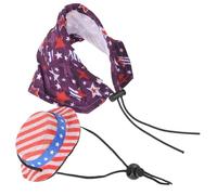 NUOBESTY Star Pattern Pet Cloak and Hat Set for Small Animals, Large Size Hamster and Lizard Costume, Usa Independence Day Cosplay Outfit with Star Ribbon Hat