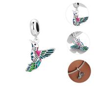 NUOBESTY Sterling Silver Bird Bead Charm Pendant for Bracelet Making Lightweight Cute Kingfisher Design Jewelry Craft Accessory for Women DIY Necklace Phone Decoration