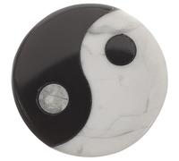 NUOBESTY Stone Eight-diagram Decor Yin Yang Statue Black and White Obsidian and Natural White Pinewood Table Ornament Feng Shui Home Accent