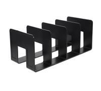 NUOBESTY Sturdy Black Plastic Book Organizer with 4 Compartments, Polished Finish Convenient Book Ends for Cds and Magazines, for Bookcase and Home Shelf Use