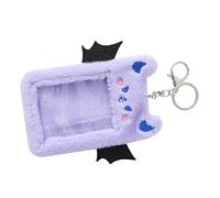 NUOBESTY Stylish Demon Wings Plush Card Holder Id Card Sleeve Keychain Plush Postcard Cover for Collectibles
