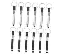 NUOBESTY Stylus Screen Ballpoint Pen Keyring Set 12pcs Portable Capacitive Touchscreen Pens Mini Key Chains with Black and Silver Shells for Everyday Use