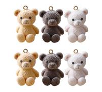 NUOBESTY Teddy Bear Pendants Craft Materials Plastic Pendant Bear DIY Craft Accessories Gift Idea Earrings Jewellery Earring Pendant Bracelet Making Flocking Pack of 15, 2.80X2.10X2.00CMx2pcs, Plastic