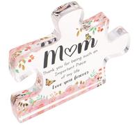 NUOBESTY Thank You Puzzle Shape Acrylic Plaque for Mother Appreciation Transparent Desk Ornament with Appreciation Words Lightweight Space-saving Keepsake for Mothers Day Birthday Office