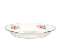 NUOBESTY Thick Enamel Tea Serving Tray with Romantic Peony Pattern, Large Multi-Function Food and Snack Plate, Sturdy Iron Base Suitable for Home and Restaurant Use