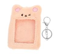 NUOBESTY Transparent Plush Card Holder Clip with Pocket Soft Cute Bear Design for Students and Women Protective Front Pocket Sleeve for Travel School and Daily Use