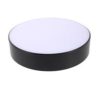 NUOBESTY Ultra-Thin 23Cm Round Flush Mount Ceiling Light Cover, Black Plastic Lamp Shade Replacement for Kitchen, Office, Hallway, Modern Minimalist Flat Panel Fixture