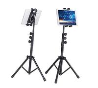 NUOBESTY Universal Phone and Tablet Tripod Bracket Stand for Desktop Use, Black Sturdy Plastic Adjustable Computer and Phone Holder Compatible Smartphones and Tablets