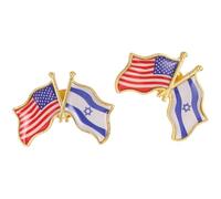 NUOBESTY Usa and Israel Flag Lapel Pin Set 2pcs Zinc Alloy Double Flag Brooch Badges Resistant to Fading for Friends and Loved Ones 1.50X1.10X0.31In