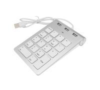 NUOBESTY Usb 2.0 Zinc Alloy Numeric Keypad 18-key Number Pad 3 Usb Ports Hub for Laptop Computer Silver Wired Numpad Suitable for Financial Accounting and Data Entry