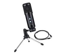 NUOBESTY Usb Condenser Microphone Set Tripod Stand and Headphone Monitor, Desktop Gaming and Laptop Recording Mic Dual Knob Controls, Noise Reduction and Echo Silence for Conference and Streaming