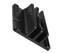 NUOBESTY Vertical Laptop Stand and Desktop Reading Rack with Double Upright Placement and Wide Square Base, Black Plastic Space Saving Organizer for Workspace and Desk