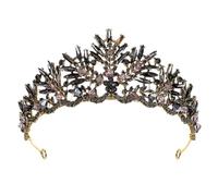 NUOBESTY Vintage Baroque Crown Alloy Lightweight Bridal Tiara Wedding Headpiece for Engagement Pageant Party (Black)
