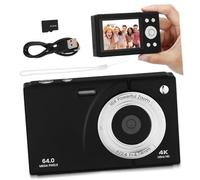 NUOBESTY Vintage Black Digital Camera Shoot with Zoom and Anti-shake Portable Compact Retro Camera for Vlogging Travel and Students Includes Card