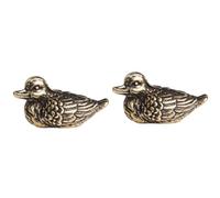 NUOBESTY Vintage Brass Mandarin Duck Figurines 2pcs Set, Antique Style Wedding Couple Table Decorations, Household Artware for Living Room and Anniversary