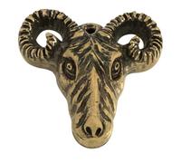 NUOBESTY Vintage Brass Sheep Head Pendant Charm for Jewelry Making, Shine Surface, Versatile Decoration for Office and Car, Chinese Zodiac Animal Pendant for Spring Festival and New Year