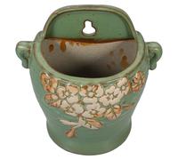 NUOBESTY Vintage Ceramic Hanging Wall Planter for Indoor Plants with Versatile Planting and Wallmountable Design, Green Retro Flower Pot for Smaller Walls and Stylish Home Décor